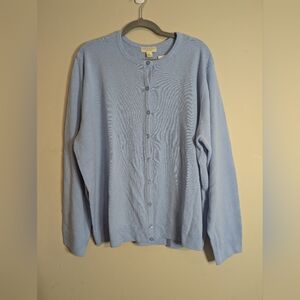 Appleseed's Women's 2X Blue Button-up Cardigan